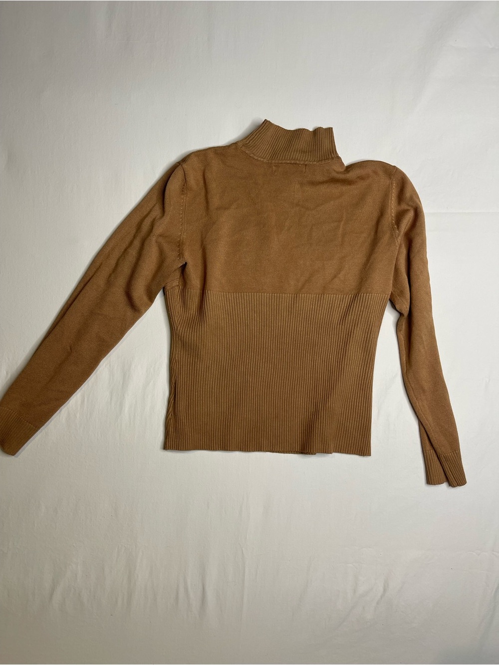 Almost Famous‎ Ribbed Mock Neck Sweater in Camel Brown